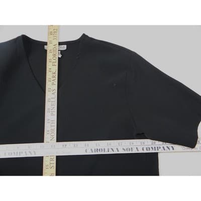 NOTATIONS Black Short Sleeve V Neck Button Front Tunic Top Women's Size M - Thumbnail 6