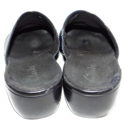 Clarks Womens Navy Leather Slip On Clogs Mules Shoes Size 7 M Style 846 16 - Thumbnail 4