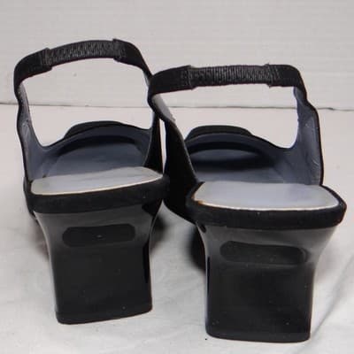 VTG Valerie Stevens Women Black Slingback Square Toe Block Heel w orig box 7.5M - Thumbnail 4