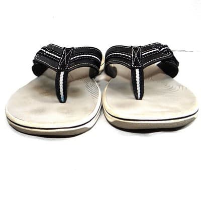Clarks Womens Flip Flop Sandals Black White Comfort Thong Size 10 - Thumbnail 4