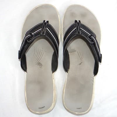 Clarks Womens Flip Flop Sandals Black White Comfort Thong Size 10 - Thumbnail 6