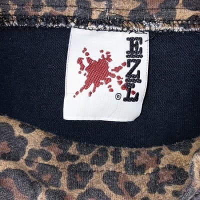 Vintage ENZL Women's Black Leopard Collar Mock Neck Long Sleeve Animal Detail - Thumbnail 3