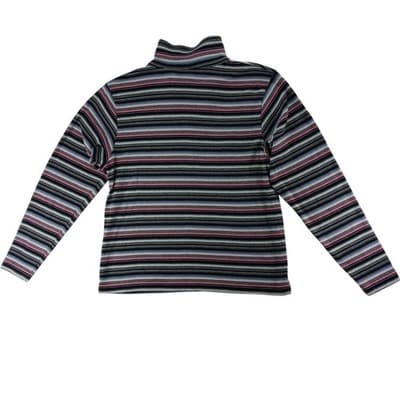 VTG Erika Striped Lace Up Collar Long Sleeve Womens Sz L Pink Black Gray Blue - Thumbnail 8