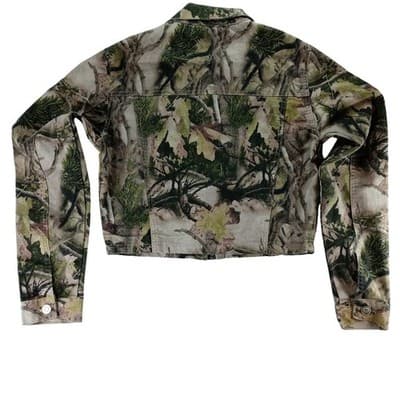 Refuge Camouflage Cropped Denim Jacket Women Size M Utility Pockets Casual - Thumbnail 5