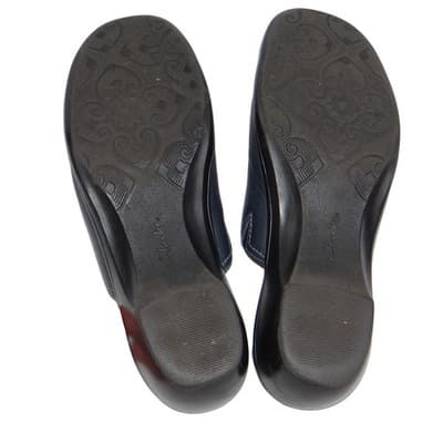 Clarks Womens Navy Leather Slip On Clogs Mules Shoes Size 7 M Style 846 16 - Thumbnail 6