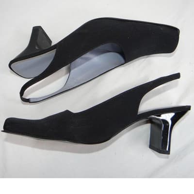 VTG Valerie Stevens Women Black Slingback Square Toe Block Heel w orig box 7.5M - Thumbnail 2