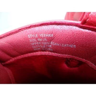 Red Faux Leather Cowgirl Boots Women's Size 6M US Embroidered Chunky Heel - Thumbnail 7