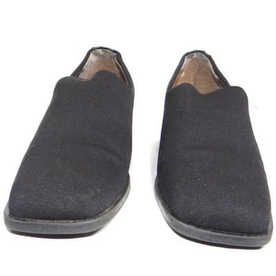 Vintage Jasmin Black Fabric Square Toe Block Heel Loafer Shoe w Box Women Sz 8M - Thumbnail 3