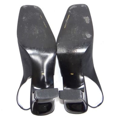 VTG Valerie Stevens Women Black Slingback Square Toe Block Heel w orig box 7.5M - Thumbnail 6