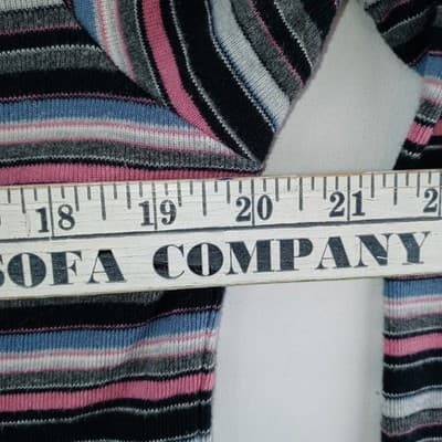 VTG Erika Striped Lace Up Collar Long Sleeve Womens Sz L Pink Black Gray Blue - Thumbnail 6