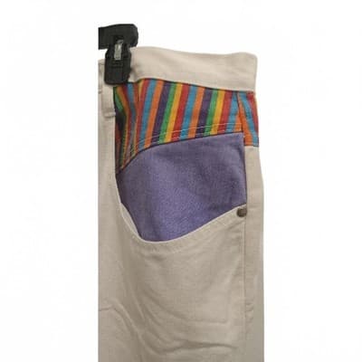 Women's Casual White Pants with Colorful Pocket Accents - Thumbnail 2