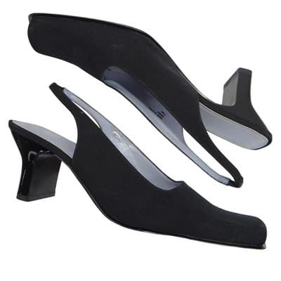VTG Valerie Stevens Women Black Slingback Square Toe Block Heel w orig box 7.5M