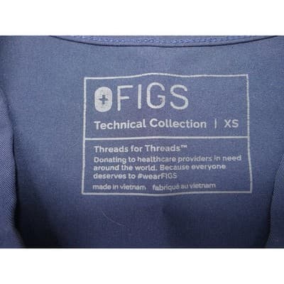 FIGS Technical Collection Navy Blue V-Neck Scrub Top Womens XS Chest Pocket - Thumbnail 3