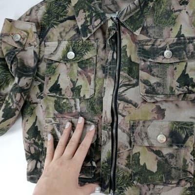 Refuge Camouflage Cropped Denim Jacket Women Size M Utility Pockets Casual - Thumbnail 4