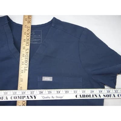 FIGS Technical Collection Navy Blue V-Neck Scrub Top Womens XS Chest Pocket - Thumbnail 5