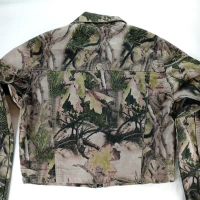Refuge Camouflage Cropped Denim Jacket Women Size M Utility Pockets Casual - Thumbnail 6