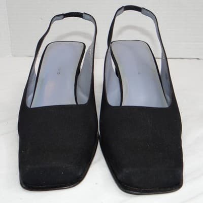 VTG Valerie Stevens Women Black Slingback Square Toe Block Heel w orig box 7.5M - Thumbnail 3