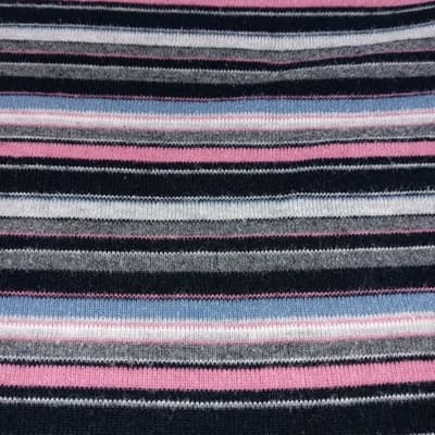 VTG Erika Striped Lace Up Collar Long Sleeve Womens Sz L Pink Black Gray Blue - Thumbnail 5