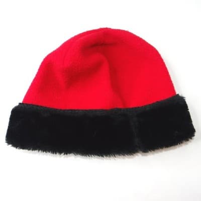 Vintage Kathleen for Sweet Herb Red Fleece Hat and Scarf Set Black Trim - Thumbnail 4