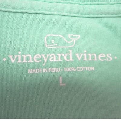 Vineyard Vines Mens L Soccer Whale Long Sleeve Pocket T-Shirt Mint Green - Thumbnail 2