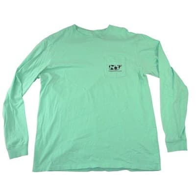 Vineyard Vines Mens L Soccer Whale Long Sleeve Pocket T-Shirt Mint Green