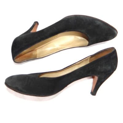 Black Suede Pumps Classic Pointed Toe High Heel Shoes Size 9AA - Thumbnail 2