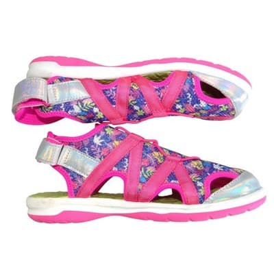 Lands End Youth 6M Girls Sport Sandals Pink Floral Holographic Water Shoes