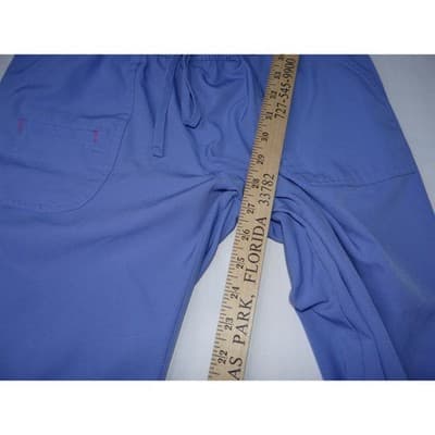 HeartSoul Petite Purple Scrub Pants Flare Leg Stretch Drawstring Waist - Thumbnail 4