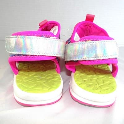 Lands End Youth 6M Girls Sport Sandals Pink Floral Holographic Water Shoes - Thumbnail 5