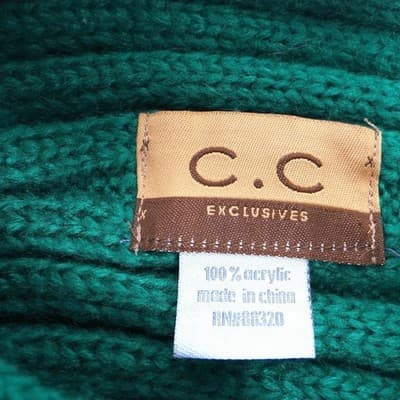 CC Exclusives Green Knitted Turban Headband Beaded Flower Embellishment - Thumbnail 3