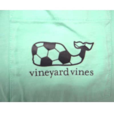 Vineyard Vines Mens L Soccer Whale Long Sleeve Pocket T-Shirt Mint Green - Thumbnail 4