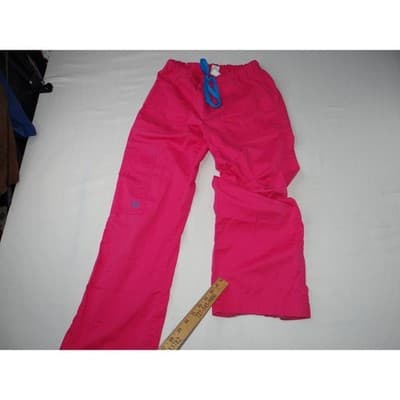 Hot Pink Scrub Pants Women's Cargo Pockets Drawstring Waist - Thumbnail 6