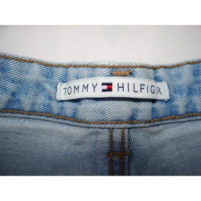 Vintage Y2K Tommy Hilfiger Light Wash Denim High Waisted Shorts Womens Size 8 - Thumbnail 2