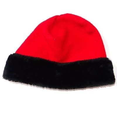 Vintage Kathleen for Sweet Herb Red Fleece Hat and Scarf Set Black Trim - Thumbnail 3