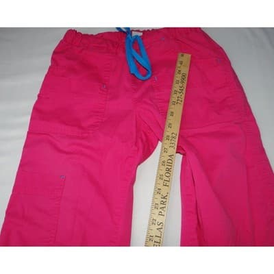 Hot Pink Scrub Pants Women's Cargo Pockets Drawstring Waist - Thumbnail 4