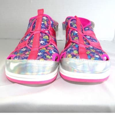 Lands End Youth 6M Girls Sport Sandals Pink Floral Holographic Water Shoes - Thumbnail 4