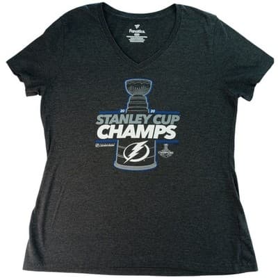 Fanatics Tampa Bay Lightning Stanley Cup Champs V Neck T Shirt Womens L
