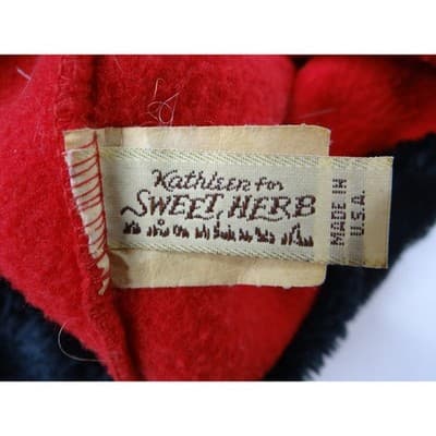 Vintage Kathleen for Sweet Herb Red Fleece Hat and Scarf Set Black Trim - Thumbnail 2