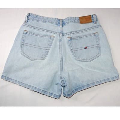 Vintage Y2K Tommy Hilfiger Light Wash Denim High Waisted Shorts Womens Size 8 - Thumbnail 4
