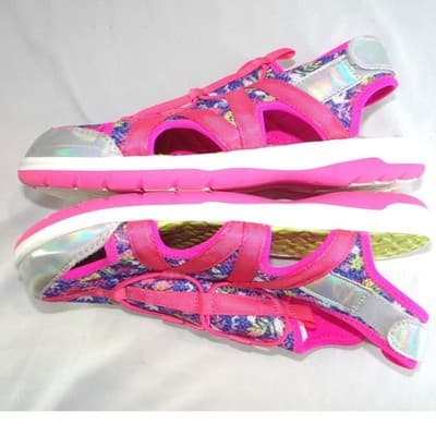 Lands End Youth 6M Girls Sport Sandals Pink Floral Holographic Water Shoes - Thumbnail 3