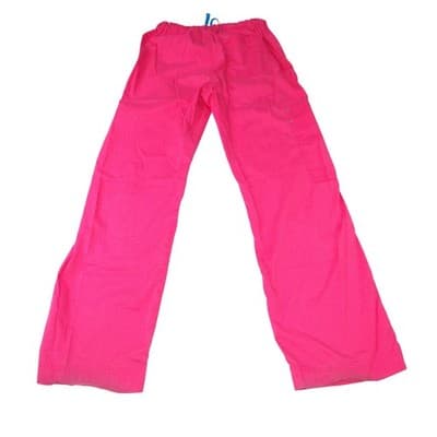 Hot Pink Scrub Pants Women's Cargo Pockets Drawstring Waist - Thumbnail 3
