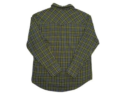 Men's Olive Green Plaid Casual Shirt with Snap Buttons - Thumbnail 2
