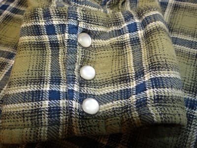 Men's Olive Green Plaid Casual Shirt with Snap Buttons - Thumbnail 3