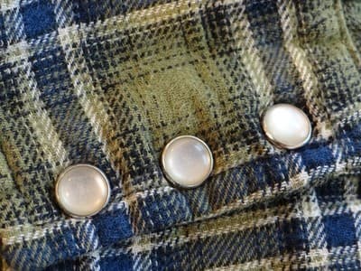 Men's Olive Green Plaid Casual Shirt with Snap Buttons - Thumbnail 5