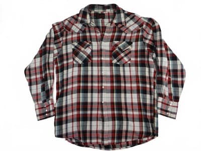Plains Western Wear Plaid Button-Up Shirt Size Large