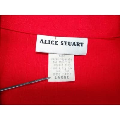 ALICE STUART Red Textured Blazer Jacket Button Front Women's Large - Thumbnail 2