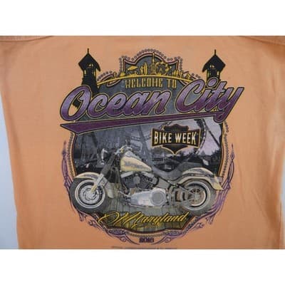 Ocean City Bike Week 2018 Orange Tank Top Women's Large Racerback Graphic Tee - Thumbnail 7