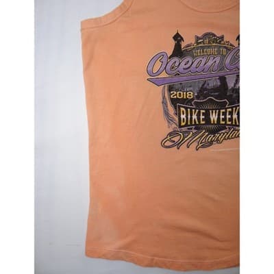 Ocean City Bike Week 2018 Orange Tank Top Women's Large Racerback Graphic Tee - Thumbnail 4