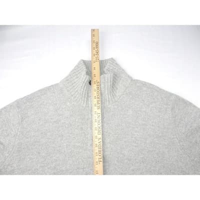 Lands End Mens Gray Mock Neck Button Quarter Zip Sweater XXL 50-52 - Thumbnail 5