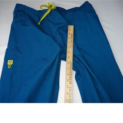 Wink Unisex Scrub Pants Navy Blue XL Flare Leg Drawstring Pockets - Thumbnail 5